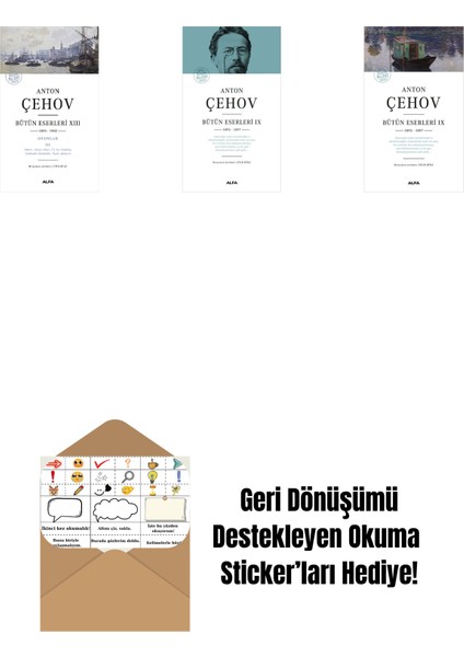 Anton Çehov Bütün Eserleri 13 + Anton Çehov Bütün Eserleri 9 (Ciltli) + Anton Çehov Bütün Eserleri 9 + Okuma Sticker'ları