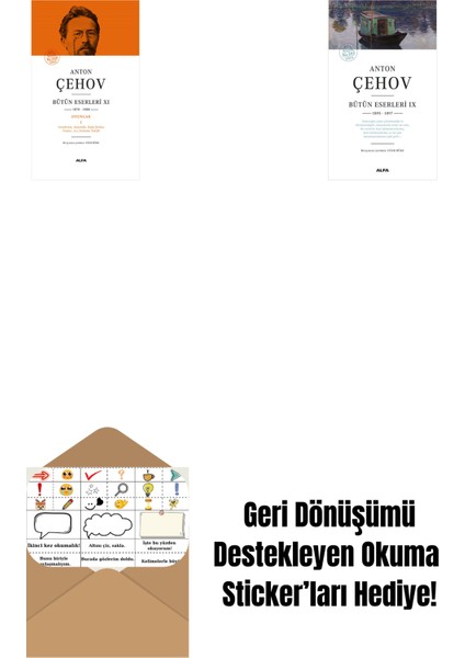 Anton Çehov Bütün Eserleri 11 (Ciltli) + Anton Çehov Bütün Eserleri 9 + Okuma Sticker'ları