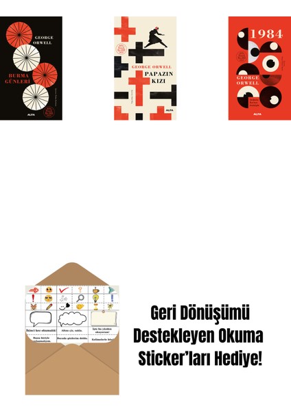 Burma Günleri + Papazın Kızı ( Ciltli ) + 1984 (Ciltli) + Okuma Sticker'ları