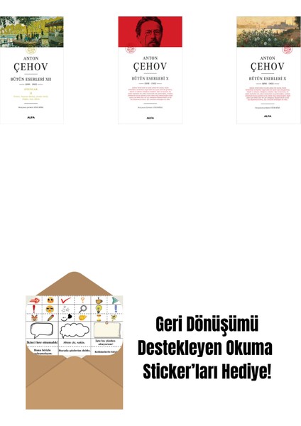Anton Çehov Bütün Eserleri 12 + Anton Çehov Bütün Eserleri 10 (Ciltli) + Anton Çehov Bütün Eserleri 10 + Okuma Sticker'ları