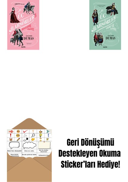 Üç Silahşörler 3 - Bragelonne Vikontu (Ciltli) + Üç Silahşörler Yirmi Yıl Sonra (Ciltli) + Okuma Sticker'ları