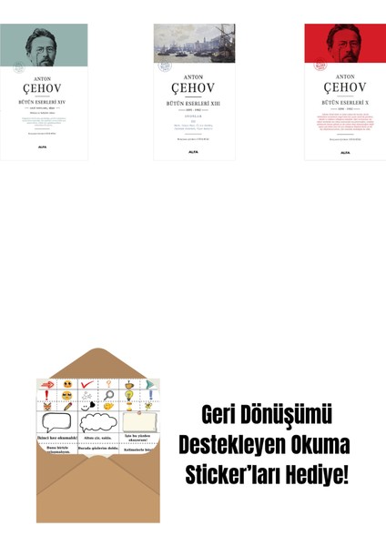 Anton Çehov Bütün Eserleri 14 (Ciltli) + Anton Çehov Bütün Eserleri 13 + Anton Çehov Bütün Eserleri 10 (Ciltli) + Okuma Sticker'ları