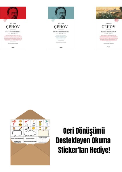 Anton Çehov Bütün Eserleri 10 (Ciltli) + Anton Çehov Bütün Eserleri 9 (Ciltli) + Anton Çehov Bütün Eserleri 10 + Okuma Sticker'ları