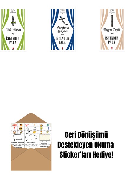 Vali Hanım (Ciltli) + Jennifer’ın Düğünü (Ciltli) + Neyzen Tevfik (Ciltli) + Okuma Sticker'ları