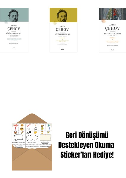 Anton Çehov Bütün Eserleri 14 (Ciltli) + Anton Çehov Bütün Eserleri 12 (Ciltli) + Anton Çehov Bütün Eserleri 11 + Okuma Sticker'ları