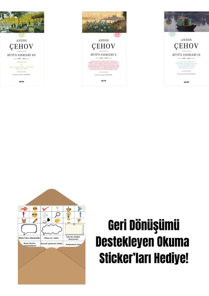Anton Çehov Bütün Eserleri 12 + Anton Çehov Bütün Eserleri 10 + Anton Çehov Bütün Eserleri 9 + Okuma Sticker'ları