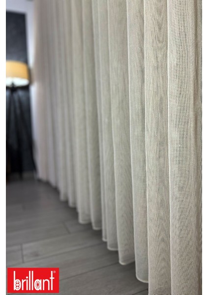 Örme Bej 1/3 Sık Pileli Ütü Istemez Kırışmaz Düz File Tül Perde fiyatları