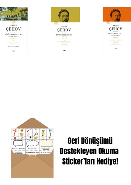 Anton Çehov Bütün Eserleri 12 + Anton Çehov Bütün Eserleri 12 (Ciltli) + Anton Çehov Bütün Eserleri 11 (Ciltli) + Okuma Sticker'ları