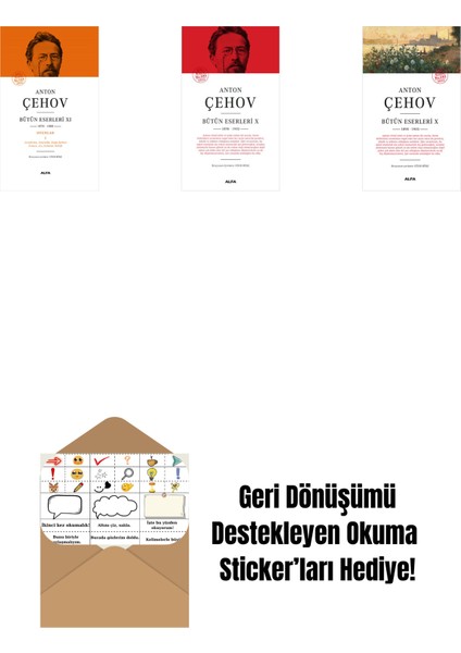 Anton Çehov Bütün Eserleri 11 (Ciltli) + Anton Çehov Bütün Eserleri 10 (Ciltli) + Anton Çehov Bütün Eserleri 10 + Okuma Sticker'ları