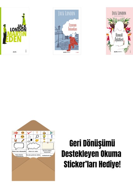 Martin Eden + Uçurum Insanları + Hawaii Öyküleri + Okuma Sticker'ları