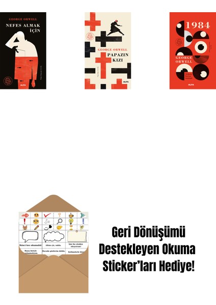 Nefes Almak Için (Ciltli) + Papazın Kızı ( Ciltli ) + 1984 (Ciltli) + Okuma Sticker'ları