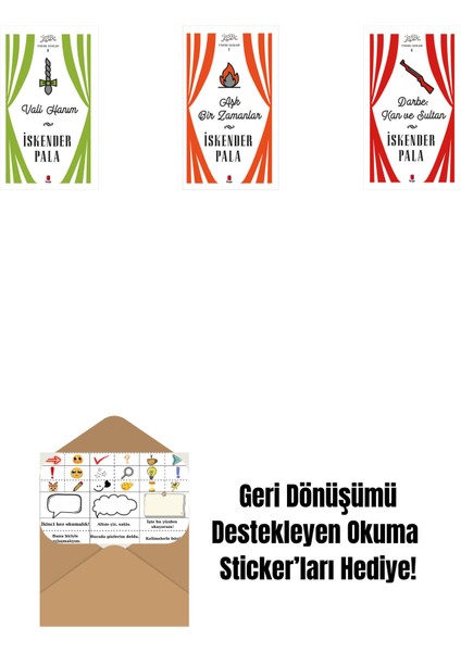 Vali Hanım (Ciltli) + Aşk Bir Zamanlar (Ciltli) + Darbe: Kan ve Sultan (Ciltli) + Okuma Sticker'ları