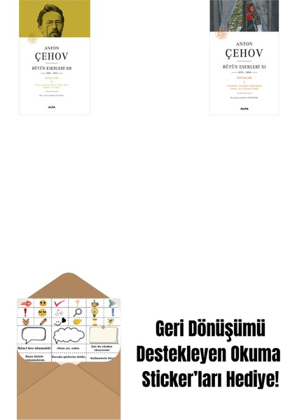 Anton Çehov Bütün Eserleri 12 (Ciltli) + Anton Çehov Bütün Eserleri 11 + Okuma Sticker'ları