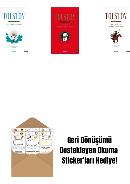 Tolstoy Bütün Eserleri 18 + Tolstoy Bütün Eserleri 15 (Ciltli) + Tolstoy Bütün Eserleri 14 + Okuma Sticker'ları