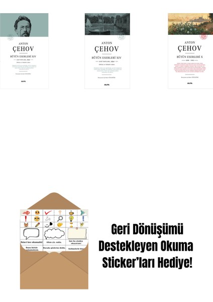 Anton Çehov Bütün Eserleri 14 (Ciltli) + Anton Çehov Bütün Eserleri 14 + Anton Çehov Bütün Eserleri 10 + Okuma Sticker'ları