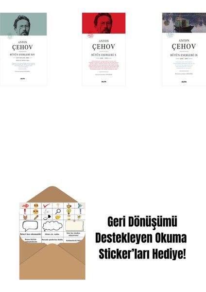 Anton Çehov Bütün Eserleri 14 (Ciltli) + Anton Çehov Bütün Eserleri 10 (Ciltli) + Anton Çehov Bütün Eserleri 9 + Okuma Sticker'ları