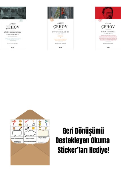 Anton Çehov Bütün Eserleri 14 + Anton Çehov Bütün Eserleri 11 + Anton Çehov Bütün Eserleri 10 (Ciltli) + Okuma Sticker'ları