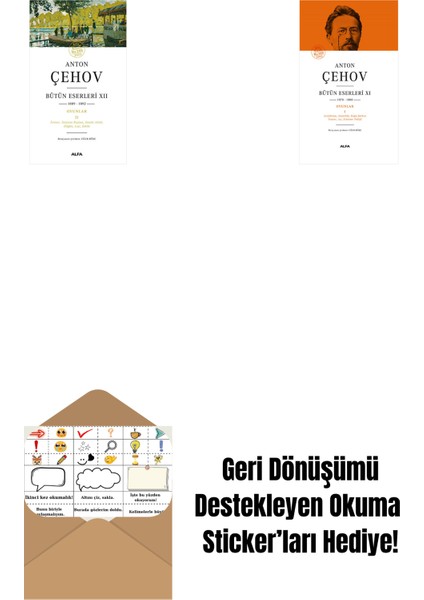 Anton Çehov Bütün Eserleri 12 + Anton Çehov Bütün Eserleri 11 (Ciltli) + Okuma Sticker'ları