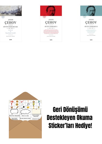 Anton Çehov Bütün Eserleri 13 + Anton Çehov Bütün Eserleri 10 (Ciltli) + Anton Çehov Bütün Eserleri 9 (Ciltli) + Okuma Sticker'ları