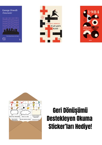 Everest Açıkhava 24 - Denemeler + Papazın Kızı ( Ciltli ) + 1984 (Ciltli) + Okuma Sticker'ları
