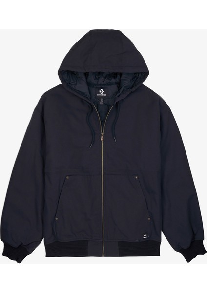 Classic Erkek Kapüşonlu Siyah Ceket