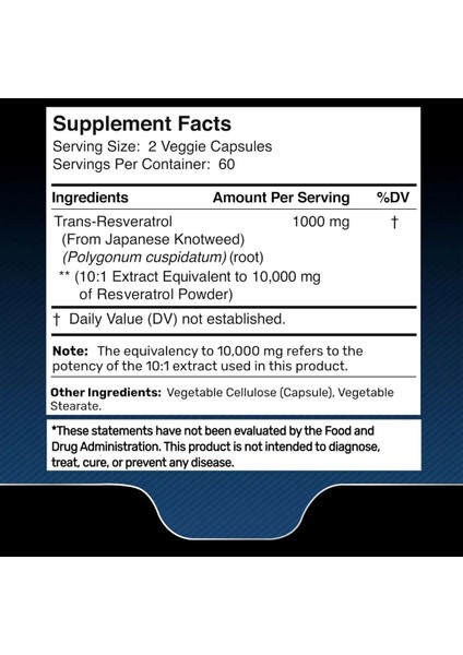 Resveratrol 10,000 Ultra Strength 120 Kapsül