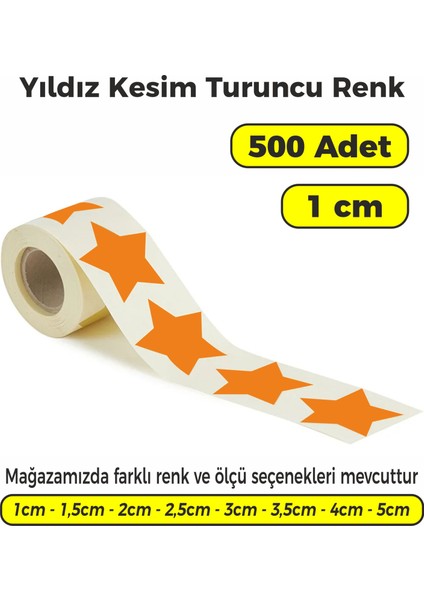 Turuncu Renk Yıldız Kesim Çok Amaçlı Etiket 1cm 500 Adet