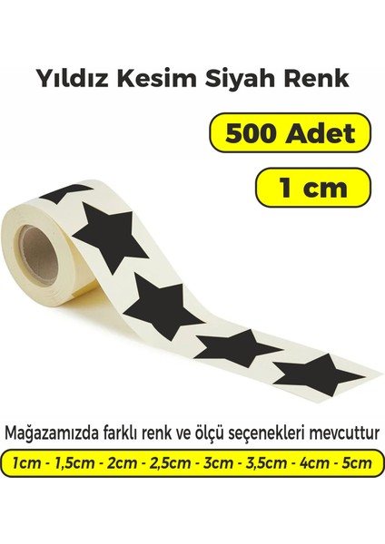 Siyah Renk Yıldız Kesim Çok Amaçlı Etiket 1cm 500 Adet