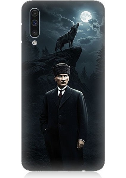 Samsung Galaxy A50 Uyumlu Kurt ve Mustafa Kemal Atatürk Desenli Silikon Kılıf