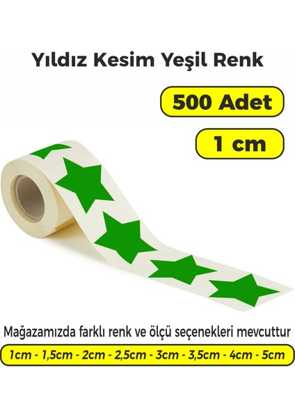 Yeşil Renk Yıldız Kesim Çok Amaçlı Etiket 1cm 500 Adet
