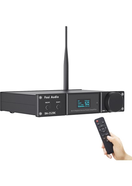 DA2120C Hifi Dac Amplifikatör 240 W, 2.1ch CS8422 Aptx-Hd Stereo Hifi Amplifikatör Bluetooth 5.0, 24 Bit 192 Khz Sınıf D 120 W x 2 Amplifikatör, Hoparlör ve Subwoofer Için, Uzaktan Kumanda