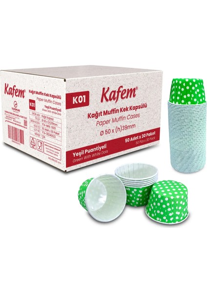 Şifa Kafem Yeşil Puantiyeli Muffin Kek Kapsülü 50LI x 30 Paket (Koli)
