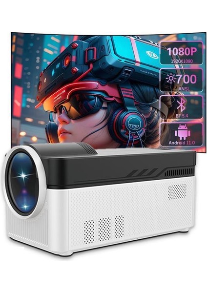 HY450 Beyaz Taşınabilir Ev Sinema Android Akıllı 8k-4k 1080 P Bt5.4 Projeksiyon fiyatları