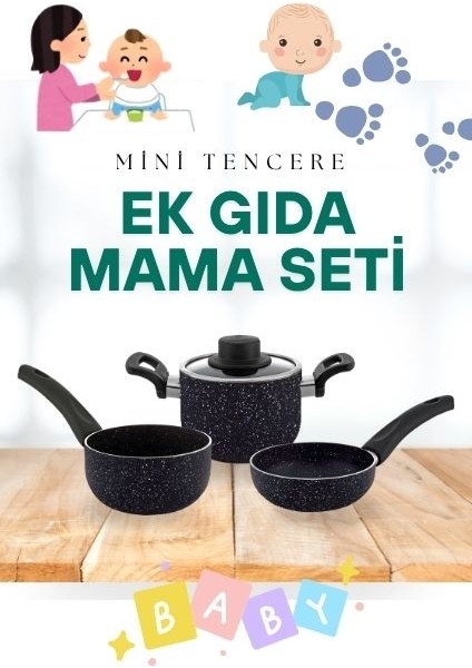 EMEL 12 Cm Mini Tencere Seti (EK GIDA MAMA SETİ)