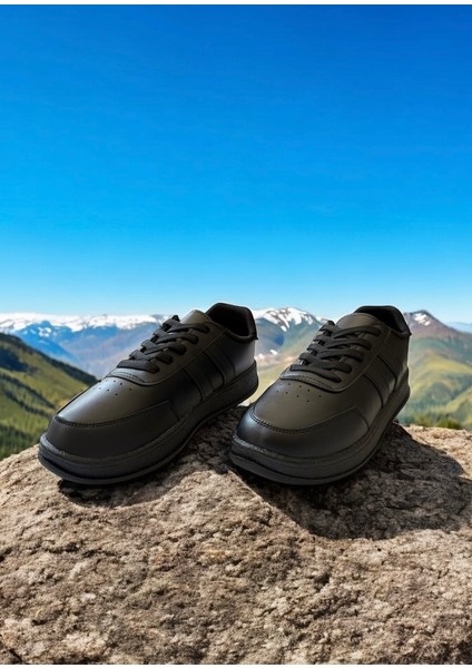 Siyah Iki Bantlı Unisex Günlük Hafif Taban Sneaker Spor Ayakkabı modelleri