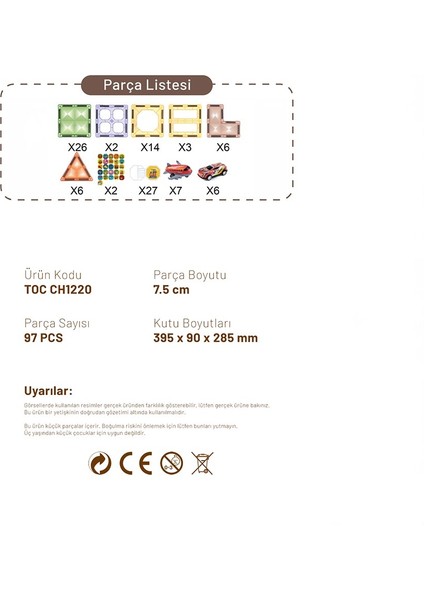 Blocks Magnetic Mıknatıslı Manyetik Yapı Blokları 97 Parça Oyun Seti