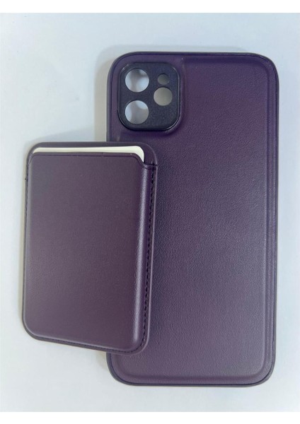 Iphone 11 Mor Magsafeli Magnetik Kartlıklı Kılıf