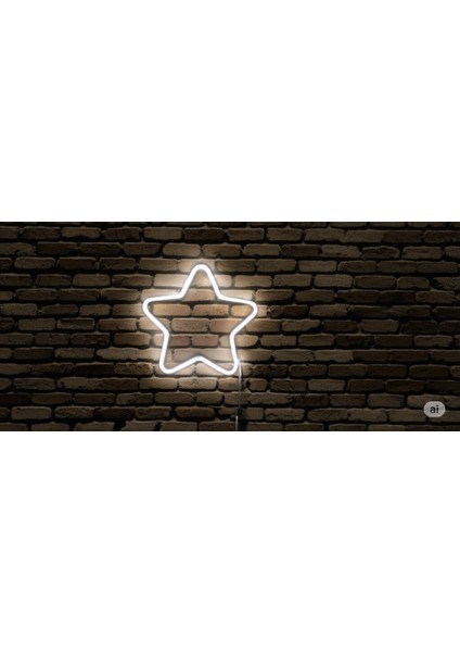 Almila 3D Beyaz LED Işıklı 35 x 35 Yıldız Gece Lambası - Duvar Tipi Dekoratif Aydınlatma