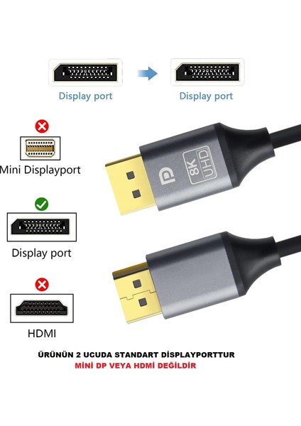 Displayport Dp Kablo 540 Herze Kadar Destekli 8k Premium fiyatları