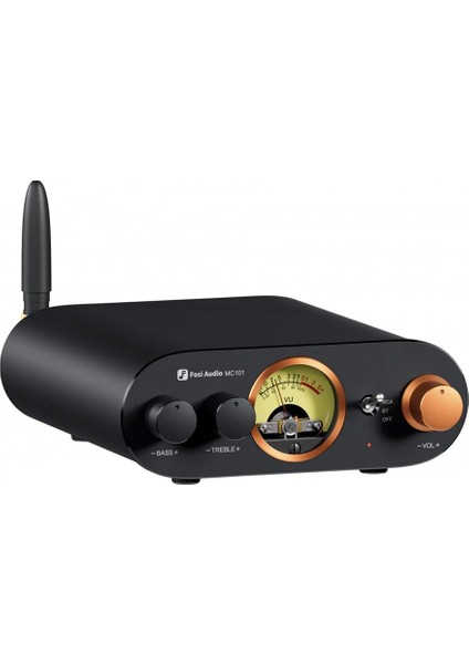 MC101 Bluetooth 5.3 Hi-Fi Amplifikatör, Vu Metre, 100 W x 2 Stereo Amplifikatör, 2 Kanal, TPA3116 Amp Çipli, Bas ve Treble Kontrolü, Sınıf D Amplifikatör, Ev Hoparlörü Için
