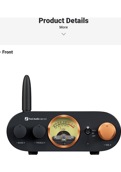 MC101 Bluetooth 5.3 Hi-Fi Amplifikatör, Vu Metre, 100 W x 2 Stereo Amplifikatör, 2 Kanal, TPA3116 Amp Çipli, Bas ve Treble Kontrolü, Sınıf D Amplifikatör, Ev Hoparlörü Için