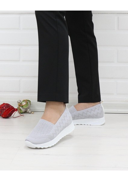 Aky 055 Gri Triko Yazlık Kadın Ayakkabı