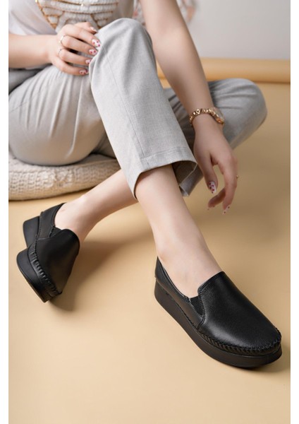 Miss 102 Siyah Hakiki Soft Deri Kadın Ayakkabı fırsatları