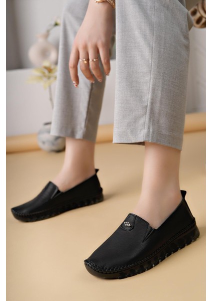 Knc 14 Siyah Hakiki Deri Şeffaf Taban Kadın Ayakkabı fiyatları