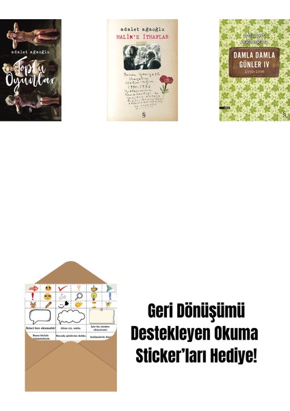 Toplu Oyunlar (Ciltli) + Halim'e Ithaflar + Damla Damla Günler 4 + Okuma Sticker'ları