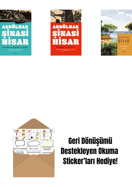Istanbul ve Boğaziçi Yazıları + Edebiyat Yazıları - 1 + Geçmiş Zaman Köşkleri (Kitap Boy) + Okuma Sticker'ları