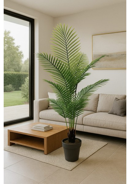 YAPAY AREKA AĞACI 150 CM DEKORATİF SALON BİTKİSİ YEŞİL RENK