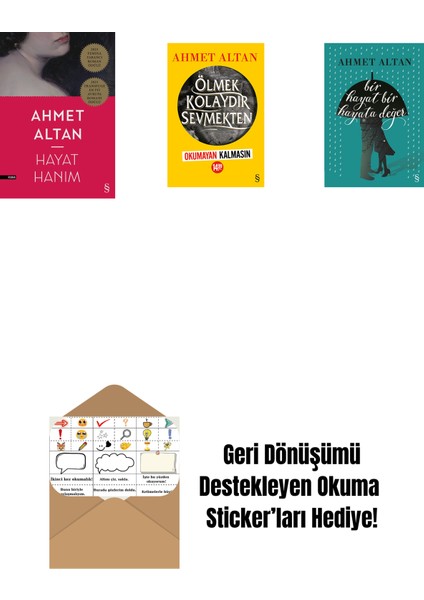 Hayat Hanım + Ölmek Kolaydır Sevmekten (Okumayan Kalmasın) + Bir Hayat Bir Hayata Değer + Okuma Sticker'ları
