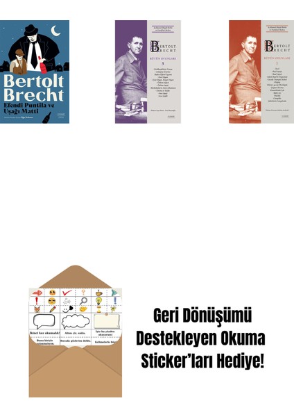 Efendi Puntila ve Uşağı Matti + Bertolt Brecht - Bütün Oyunları 3 (Ciltli) + Bertolt Brecht - Bütün Oyunları 1 + Okuma Sticker'ları