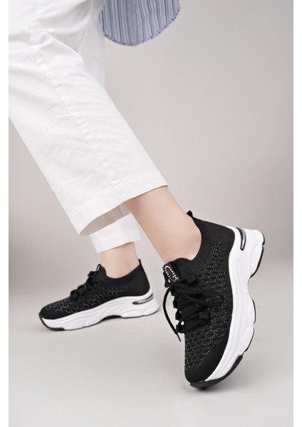 Swell 37100 Siyah Beyaz Triko Kadın Sneakers